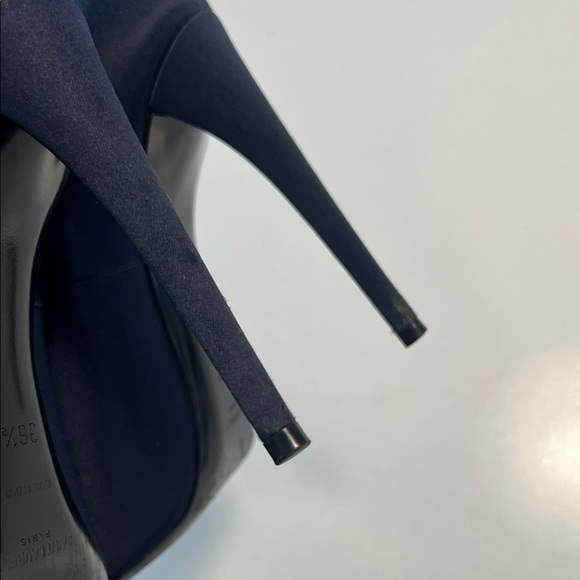 Saint Laurent Midnight Blue Satin Heels - Picture 9 of 11